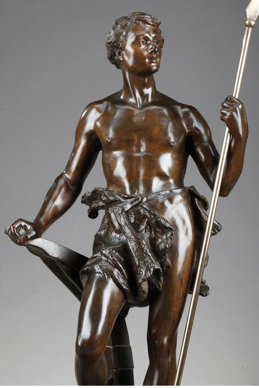 独角鹿西洋古董 1870年代法国雕塑家Ernest Rancoulet创作出品「Work 劳动」主题青铜雕塑 商品图3