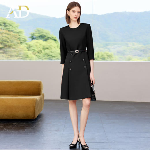 AD黑色西装连衣裙女2025新款高级感气质女神范职业装西服裙工作服 商品图0