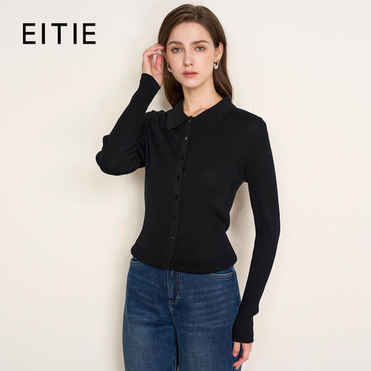 【polo领气质开衫】EITIE爱特爱简约显瘦羊毛针织衫2025秋季新款针织衫D2501907 商品图3