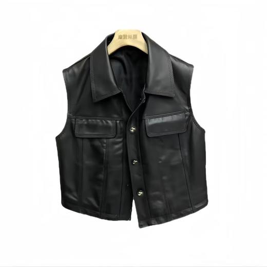 丁摩 绵羊皮小香风短款上衣休闲方领坎肩外套2381 商品图4