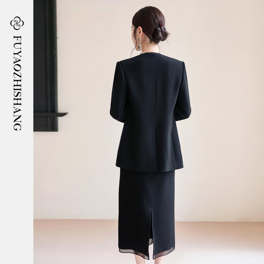 FUYAO扶摇 高级感醋酸女装2025秋款西装两件套法式复古小西服上衣 商品图4