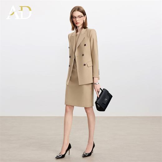 AD羊毛套装女秋季2025新款爆款高级感职业装两件套卡其色长袖西服 商品图1