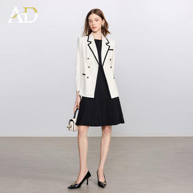 AD2025新款西装套装女春秋高级感气质名媛西服外套高端百褶连衣裙