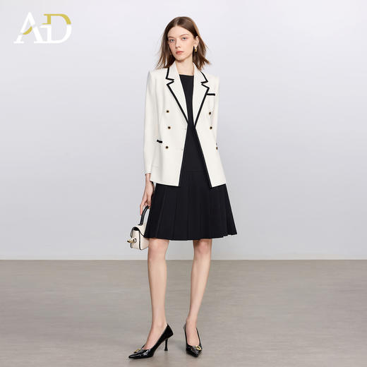 AD2025新款西装套装女春秋高级感气质名媛西服外套高端百褶连衣裙 商品图0