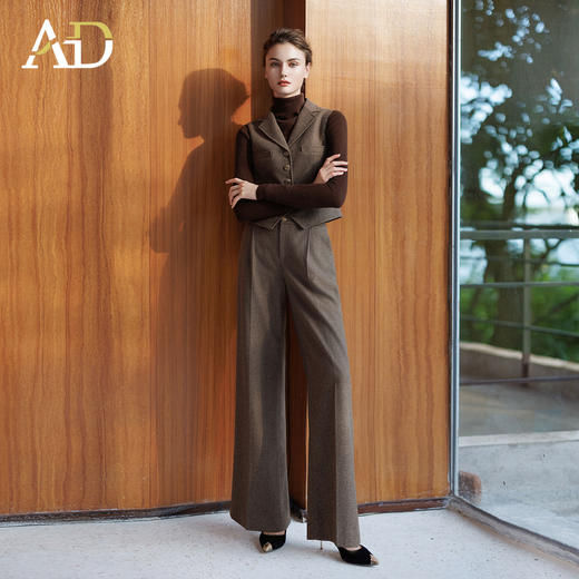 AD法式复古西装马甲女2025新款秋冬高级感修身英伦上衣羊毛马甲 商品图3