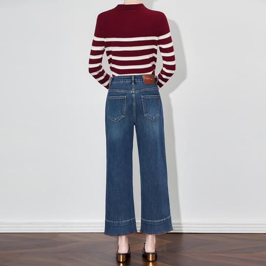 「高货wl」全新升级【铂金会员257/天猫339/差价82】(05906)洛诗琳法式时髦直筒阔腿裤2025秋季重工刺绣边高腰九分裤 商品图1