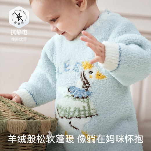 【宝宝服饰】EMXEE嫚熙婴童幸运鹅半边绒连身衣 商品图2