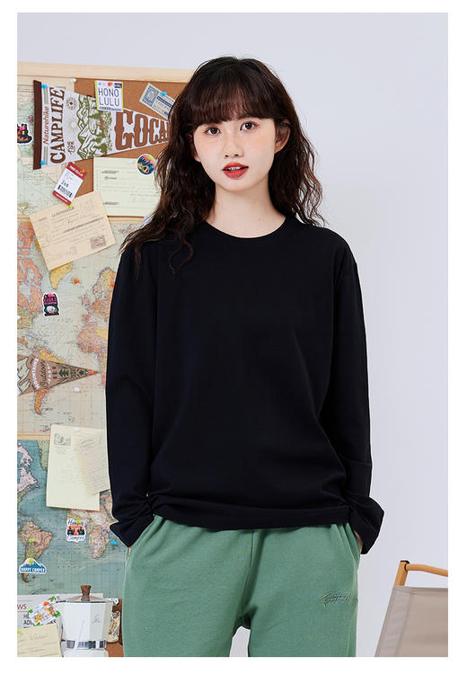 【多妈团购230克新疆棉圆领纯色长袖t恤，任选3件69.9,（要3件一起加入购物车后一起下单哦，拍1件2件不发）】100%棉，230g重磅基础款简约耐穿，优质棉料，整衣双针走线，久穿不易变形-拟盛 商品图5