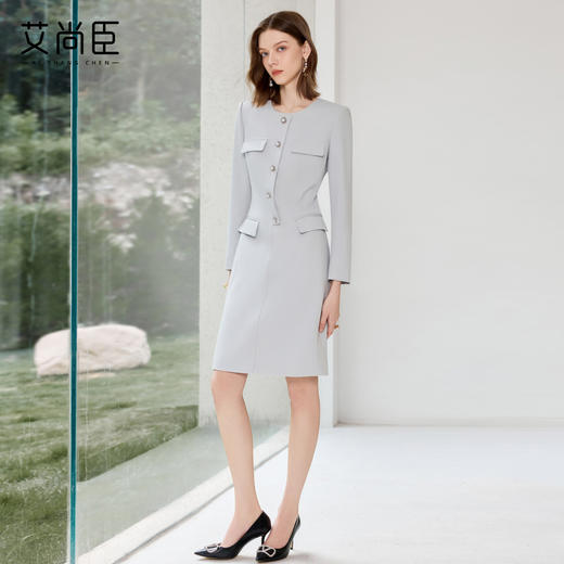 艾尚臣高级感连衣裙女秋季新款轻熟风高端职场穿搭通勤气质西装裙 商品图3