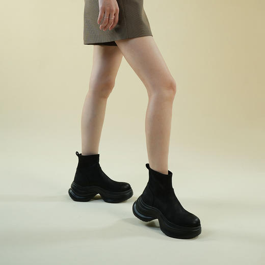 Westory2025年冬季休闲厚底舒适弹力包腿短靴W25DS85511 商品图2