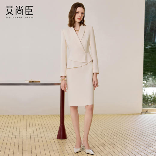 艾尚臣2025新款连衣裙女秋轻奢高级感假两件西装裙轻熟风职场裙子 商品图2