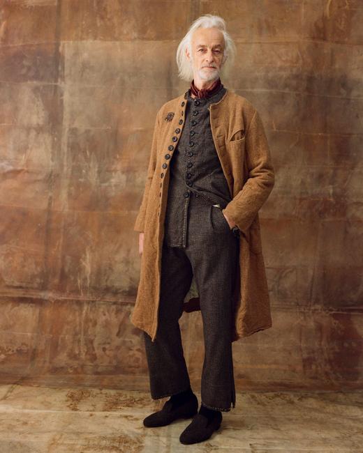 John Alexander Skelton 25AW 棕褐细格纹羊毛单褶直筒裤 商品图5