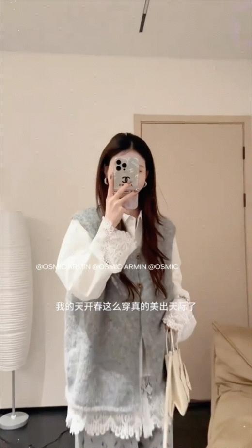 秋冬必备 韩系穿搭天花板【OSMIC ARMIN韩系百搭慵懒风毛衣马甲】简约百搭软糯慵懒风毛衣马甲女2025秋冬新款宽松叠穿针织背心 商品图2