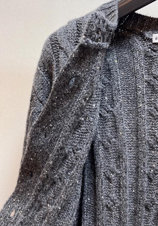 1015-1 闪闪发光的你呀 AW大王星星点点 珠片复古绞花 短款针织开衫 商品图10