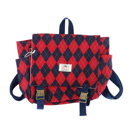 HUJI祤集Carton小盒子双肩包插画英伦菱形格纹 商品图1