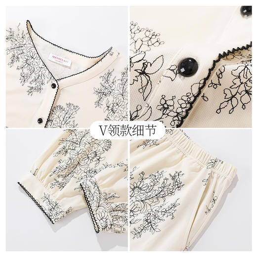 【商场同款】熳洁儿 早秋新款家居服横鳞棉套装拉架棉25703220/25703221/25703222 商品图2