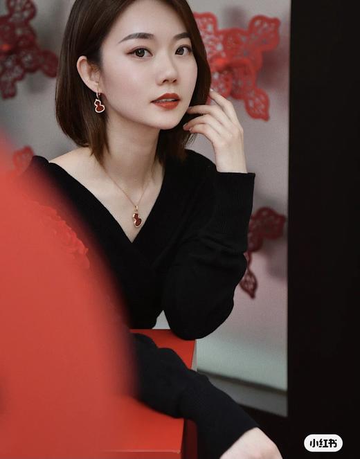 TB102-麒麟大红镂空葫芦耳环（XK）-10.14直播款 商品图2