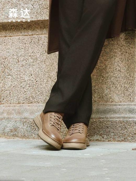 【云粉节】BF楼森达工装男鞋2025冬季新款复古圆头工装厚底休闲板鞋V3051吊牌价1099活动价599 商品图5