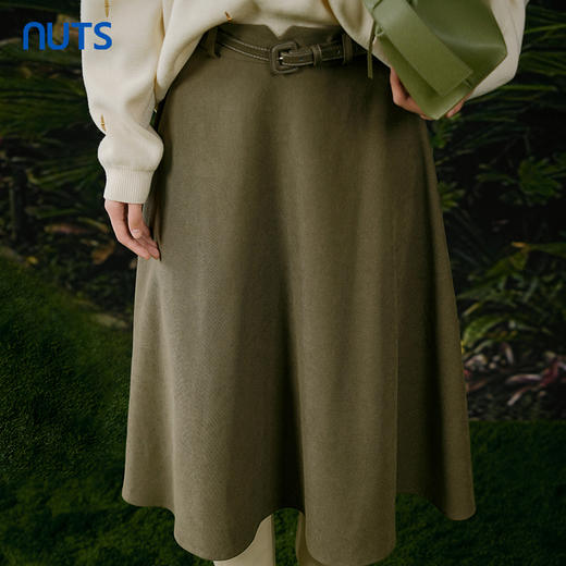 NUTS春秋季新款高级感气质高腰显瘦A字中长款连衣裙女411061177 商品图4