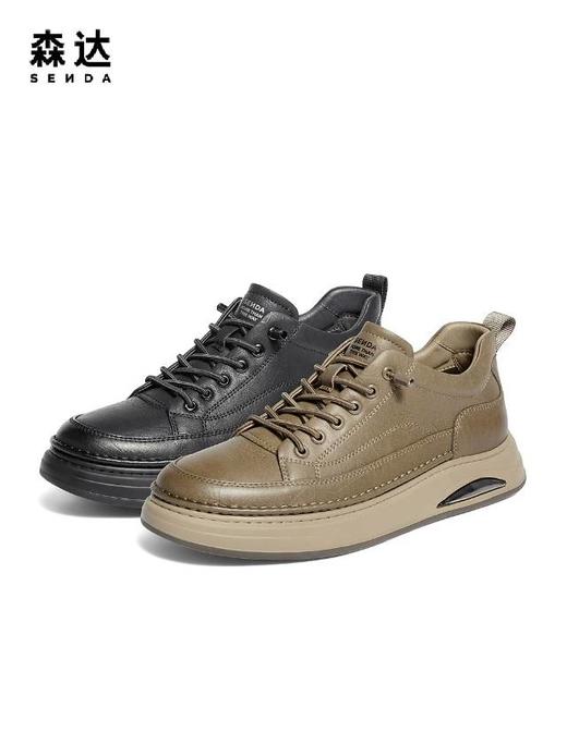 【云粉节】BF楼森达工装男鞋2025冬季新款厚底复古工装休闲板鞋V3052吊牌价1059活动价539 商品图0