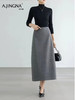 【浣熊绒羊毛针织】阿菁娜秋季新款高支羊毛直筒半裙松紧腰H型剪裁法式慵懒显瘦百搭F30D213002 商品缩略图1