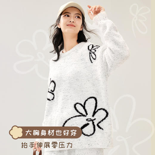奶糖派奇趣乐园系列花趣圆领睡衣宽松舒适亲肤毛绒保暖秋冬家居服 商品图3