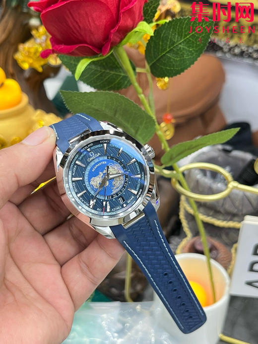 VS欧米茄海马世界时系列 VS海马世界时深海之蓝 蓝海马 海马世界时胶带款 男士腕表 表径43mm 商品图8