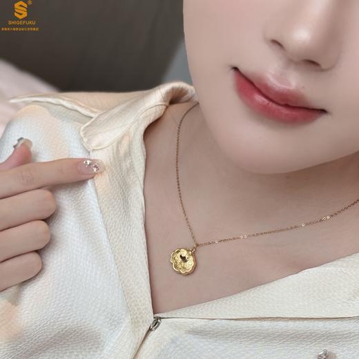 【品牌授权】【香港周六福】黄金钻石首饰足金内嵌足银平安福锁包吊坠（附赠K金项链） 商品图4