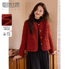 【年终特卖】熙世界复古红色小香风短款外套女秋冬小个子气质仿羊羔毛夹克上衣 商品缩略图0