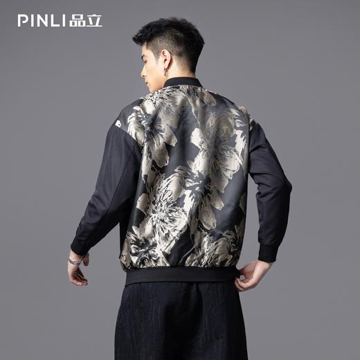 PINLI品立春季新品复古提花棒球领夹克男士潮牌宽松休闲外套B233104070 商品图2