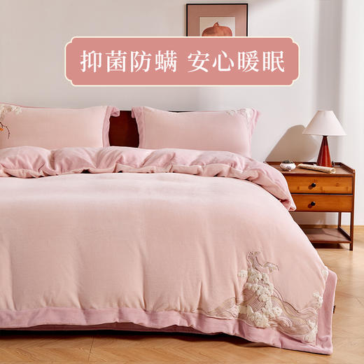 多喜爱 山海经230g云煦绒四件套 山海闻汐/竹叶文鳐/银杏夫诸 hl【高克重暖暖绒】【国风刺绣】【一触即暖】【抗静电】【不易掉毛】细腻绒毛 暖而不闷 织带工艺  可水洗机洗 双面设计 商品图9