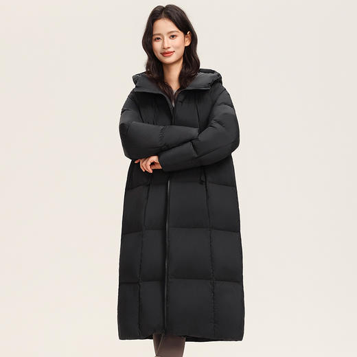 2025冬季泡芙羽绒服女宽松连帽长款过膝外套 商品图0