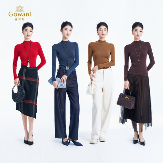 【多色可选】乔万尼2025冬新品保暖半高领精致感金属丝修身打底羊毛衫ED4M813 商品图2