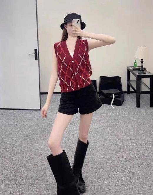 GY08-香奈儿 早秋新款 立体几何菱格嵌花针织马甲上衣（LS*MM）-10.14直播款 商品图8