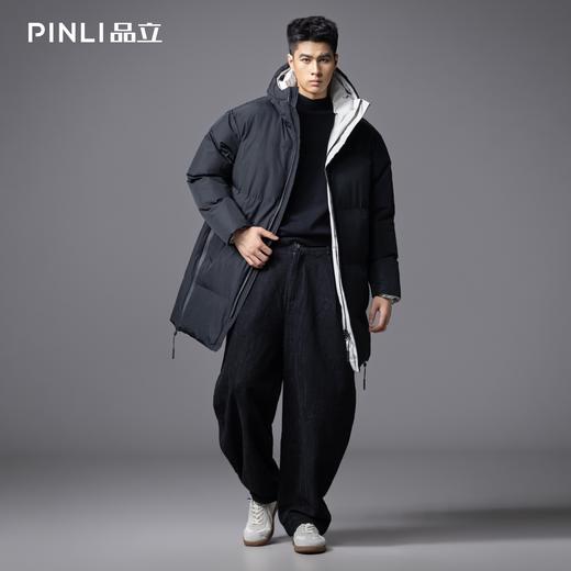PINLI品立2025秋冬新款宽松连帽长款棉衣外套男潮牌休闲百搭棉服GD253105101 商品图1