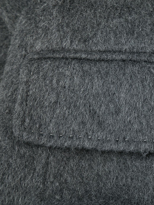 秋冬新款灰色双面呢大衣女中长款气质西装领双排扣收腰系带毛呢外套 商品图3