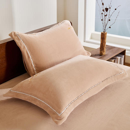 多喜爱 山海经230g云煦绒四件套 山海闻汐/竹叶文鳐/银杏夫诸 hl【高克重暖暖绒】【国风刺绣】【一触即暖】【抗静电】【不易掉毛】细腻绒毛 暖而不闷 织带工艺  可水洗机洗 双面设计 商品图2