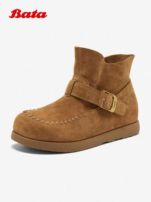 【云粉节】【拔佳】BF楼Bata时装靴女2025冬款百搭牛剖皮通勤厚底休闲靴30925DD5    吊牌价1059   活动价639 商品图0