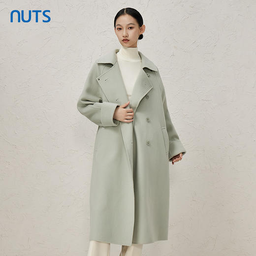 NUTS商场同款秋冬季高级感气质双面毛呢长款大衣外套女341152045 商品图1