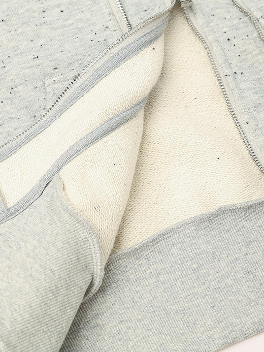 秋冬季新款灰色连帽卫衣外套女短款宽松显瘦彩点纱双拉链开衫上衣 商品图4