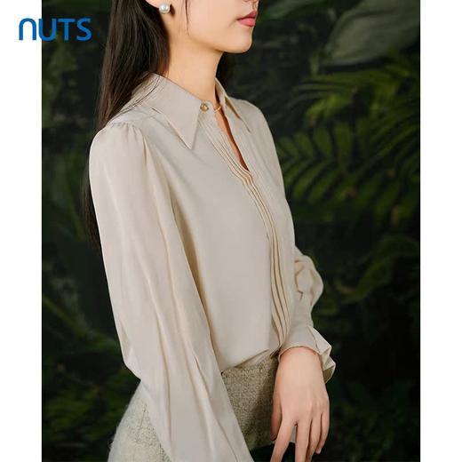NUTS春秋季新款时尚简约气质通勤宽松显瘦长袖衬衫女411011082 商品图3