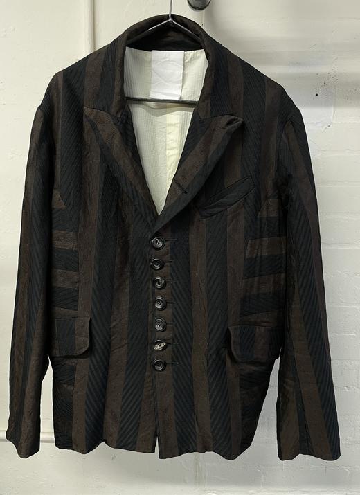 John Alexander Skelton 25AW 黑棕条纹蜂鸟提花丝棉中世纪夹克 商品图9