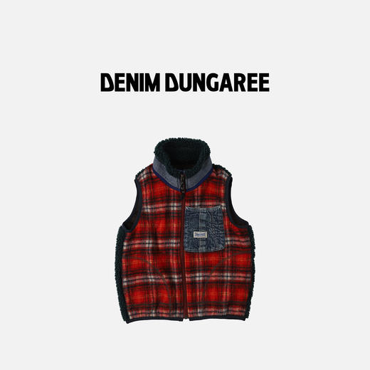 日本DD童装 DENIM DUNGAREE 复古绒格纹马甲 商品图2