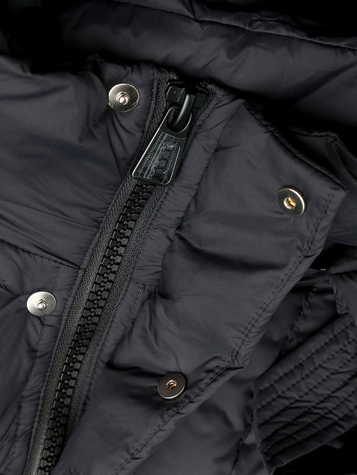 冬季新款黑色连帽羽绒服女中长款宽松保暖白鸭绒系带收腰过膝外套 商品图2