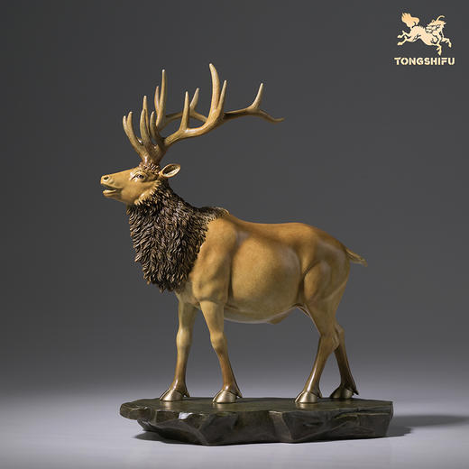 铜师傅《一路顺》客厅桌面铜鹿摆件 家居装饰工艺品 商品图2