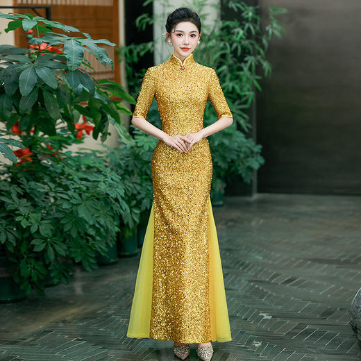 QC 188亮片走秀旗袍大气上档次良鱼尾 商品图0