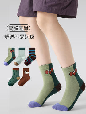 【一次抢5双！新款高弹无骨袜！】儿童袜子2025秋冬新款拼色小狗短袜棉男童袜子百搭防臭运动袜