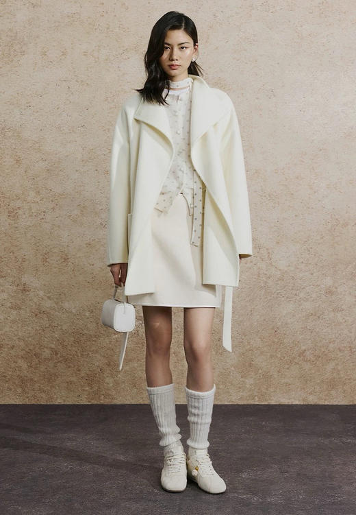 ZHI知全羊毛一粒扣荡领毛呢大衣外套101305 商品图10