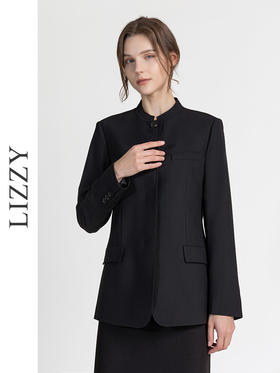 LIZZY早秋知性气质优雅干练名媛气场商务立领西装外套8147
