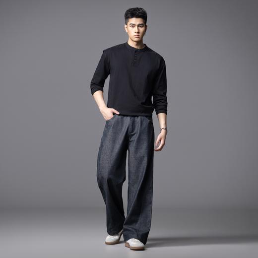 PINLI品立2025秋季新款男士宽松直筒休闲阔腿牛仔长裤GD253116124 商品图4